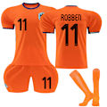 Miniatyrbillede 1 af 2: Gos- EM 2024 Fodboldtrøje Holland Hjem Orange 11 ROBBEN XS