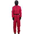 Miniatyrbild 1 av 6: Gos- Squid Game Jumpsuit Halloween räkning hus coswear Onesie + bälte + handskar + mask Fyrkantig mask M