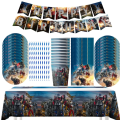 Miniatyrbild 2 av 7: Transformers Födelsedagsdekoration Engångsserviser Set Ballong Bordsduk Tallrik Baby Shower Super Robot Present Festtillbehör BPXZ-80PCS