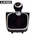 Miniatyrbild 4 av 5: För Volkswagen VW Golf 5 Golf 6 MK5 MK6 R32 GTI 2004-2009 Manual 5 6-växlad mocka läder Växlingsknopp Komplett damask Boot-5 Speed-Röd 5 Speed-Red