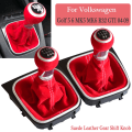 Miniatyrbild 2 av 5: För Volkswagen VW Golf 5 Golf 6 MK5 MK6 R32 GTI 2004-2009 Manual 5 6-växlad mocka läder Växlingsknopp Komplett damask Boot-5 Speed-Röd 5 Speed-Red