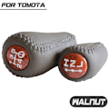 Miniatyrbild 1 av 5: Äkta läder för Toyota Prado LC120 Land Cruiser Prado 2003-2009 Bil 5-växlad MT Växelspaksknopp Transmission+Transfer Gear Shift-Valnöt-Set Walnut-Set