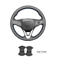 Miniatyrbild 1 av 7: (Grå tråd)Handsydd svart PU- cover i konstläder för Opel Astra (K) Corsa (E) Crossland X Grandland X Insignia Gray thread
