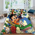 Miniatyrbild 1 av 7: Dragon Ball Z Cover SET Anime Figur Son Goku Printed Sängkläder Säng Spead Barn Sovrum Säng Cover Sängkläder Set 7 EU 240x220cm 3pcs
