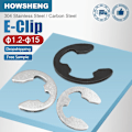 Miniatyrbild 2 av 5: HOWSHENG 20-200 st E-klämmor Circlips brickor M1.2 M1.5 M2 Rostfritt stål Kolstål C-typ Extern låsring för maskiner Black Plated