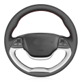 Miniatyrbild 1 av 6: Svart PU konstläder DIY handsydd cover för Kia Morning 2011-2016 Picanto 2012-2015