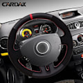 Miniatyrbild 3 av 6: (röd markörtråd)Svart Läder Mocka Röd Marker Cover till Renault Clio 3 2005-2013 Clio dynamics 2008 mk 3 2010 red marker  thread