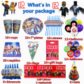 Miniatyrbild 3 av 7: Roblox Festtillbehör Ballonger Papperskopp Tallrik Engångsservis Set Barn Roblox Födelsedagsfest Dekoration Roblox Spelfest Cocomelon-107pcs