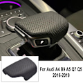 Miniatyrbild 2 av 5: För Audi A4 B9 A5 Q7 Q5 2016 2017 2018 2019 Växelspaksknopp Cover Perforerat läder Handboll Växlarhandtag Spak Case-Automatic Automatic