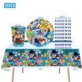 Miniatyrbild 1 av 7: Dragon Ball Festdekorationer Barn Födelsedagstillbehör Serviser Papperskopp Tallrik Baby Shower Son Goku Folieballonger BPX-31PCS