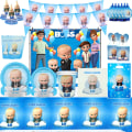 Miniatyrbild 2 av 7: Tecknad baby familjtema Födelsedagsfest Set 10-20 personer Baby shower Accessoarer Boss presentpåsar Anpassa bakgrund BPZ-21PCS