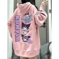 Miniatyrbild 3 av 7: Ny Miniso Sanrio Kuromi huvtröja dam Y2K printed långärmad tröja Sweet Girl Pullover Kläder Present 4 S 35-40kg