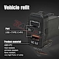 Miniatyrbild 5 av 7: Bil Typ-C USB-laddare Adapter Voltmeter För Toyota Tacoma 4Runner Tundra RAV4 Auto Reservdelar Svart Interiör Tillbehör 1piece Black