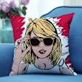 Miniatyrbild 5 av 7: Taylors The Swifts Theme Örngott Singer Tour Musik Stjärnor Figurer Enkelsidiga TS Print Kuddfodral Dekorativa kuddar Pillowslip 1 Flax(45x45cm)