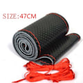 Miniatyrbild 1 av 7: (47CM BLACK LINE RED)stort cover för RV Truck mikrofiber läder bilrattfläta Hållbar 47cm Anpassad storlek 47CM BLACK LINE RED