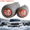 Miniatyrbild 4 av 5: Äkta läder för Toyota Prado LC120 Land Cruiser Prado 2003-2009 Bil 5-växlad MT Växelspaksknopp Transmission+Transfer Gear Shift-Valnöt-Set Walnut-Set