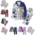 Miniatyrbild 2 av 7: Sleepwears Taylors The Swifts Pyjamas Print 2st set Långärmade lapelkragar Casual Byxor 1989 Pyjamaskostymer Style-8 XXXL