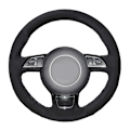 Miniatyrbild 4 av 7: (stil 3) Cover Handsydd Mjukt Svart Äkta läder Mocka Bilrattskåpa för Audi A1 A3 A5 style 3