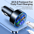 Miniatyrbild 5 av 7: 250W 4-portars USB-billaddare för bil Typ C PD QC3.0 Snabbladdningsadapter LED-display för Huawei Xiaomi iPhone 14 13 12 11 Pro Max 5 in 1 250W PD