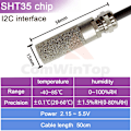 Miniatyrbild 1 av 3: SHT20 SHT30 SHTC3 SHT35 I2C Temperatur- och fuktighetssensor CWT-I2CTH04-35