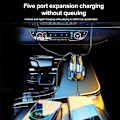 Miniatyrbild 6 av 7: 250W 6-portars snabbladdare för bil PD QC3.0 USB C-billaddare Typ C-adapter i bil för iPhone Samsung Huawei Xiaomi 5 Port Volt display