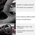 Miniatyrbild 5 av 6: Cover DIY Handsytt svart äkta läder Mocka Bilrattskydd för Mini Cooper Tillbehör
