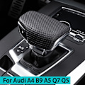 Miniatyrbild 4 av 5: För Audi A4 B9 A5 Q7 Q5 2016 2017 2018 2019 Växelspaksknopp Cover Perforerat läder Handboll Växlarhandtag Spak Case-Automatic Automatic
