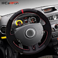 Miniatyrbild 3 av 5: (Gul markörtråd)Svart Läder Mocka Röd Marker Cover till Renault Clio 3 2005-2013 Clio dynamics 2008 clio mk 3 2010 Yellow marker thread
