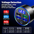 Miniatyrbild 6 av 7: 250W 4-portars USB-billaddare för bil Typ C PD QC3.0 Snabbladdningsadapter LED-display för Huawei Xiaomi iPhone 14 13 12 11 Pro Max 5 in 1 3.1A