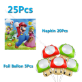 Miniatyrbild 1 av 7: 1Set Marioedd Bros Bordsservis Festtillbehör Barn Födelsedag Ballong Fest Dekoration Papperstallrik Kopp Servett Speltema Gör-det-själv-leksak Present A26-25Pcs Other