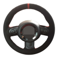 Miniatyrbild 1 av 6: Cover DIY Handsytt svart äkta läder Mocka Bilrattskydd för Mini Cooper Tillbehör