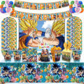 Miniatyrbild 7 av 7: Dragon Ball Festdekorationer Barn Födelsedagstillbehör Serviser Papperskopp Tallrik Baby Shower Son Goku Folieballonger BPZ-41PCS1