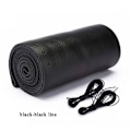 Miniatyrbild 1 av 7: (svart-svart linje)100 % äkta läder flätad cover 15 tums bilflätningsskydd på ratten för bilinredningstillbehör black-black line