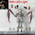 Miniatyrbild 3 av 7: Med LED-ljus NECA Stephen Kings Pennywise Joker Clown PVC Action Figur Modell Leksaker Skräckdocka Collection Present för barn H No box