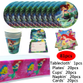Miniatyrbild 4 av 5: Sjöjungfru Ariel Festdekorationer Diseny Prinsessan Festtillbehör Presentpåsar För flickor Sjöjungfru Födelsedag Engångsserviskit Set-C