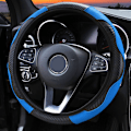 Miniatyrbild 1 av 7: (Svart Blå) Cover för bil Andas Anti-Slip PU-läder Styrskydd Lämplig 37-38 cm Auto Rattskydd Black Blue