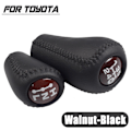 Miniatyrbild 1 av 5: Äkta läder för Toyota Prado LC120 Land Cruiser Prado 2003-2009 Bil 5-växlad MT Växelspaksknopp Transmission+Transfer Gear Shift-RedWood-Set RedWood-Set