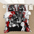 Miniatyrbild 1 av 7: Anime Naruto Sängkläder Set för barn Pojkar Dubbelt cover Täcken Set Akatsuki Itachi Sasuke Kakashi Lakan Baby Överkast A EU Double 200x200cm