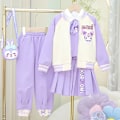 Miniatyrbild 6 av 7: Anime Sanrios My Melody Kuromi Kawaii Autumn Winter Girl Tredelad Barnkostym Jk Plisserad kjol Skjorta Jacket Set Toddler My Melody 4 120cm