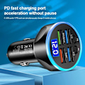 Miniatyrbild 4 av 7: 250W 6-ports billaddare för bil Snabbladdning PD QC3.0 USB C Billaddare Typ C-adapter i bil för iPhone Samsung Huawei Xiaomi 4 Port Volt display