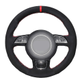 Miniatyrbild 1 av 7: (stil 1) Cover Handsydd Mjukt Svart Äkta läder Mocka Bilrattskåpa För Audi A1 A3 A5 style 1
