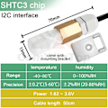 Miniatyrbild 1 av 3: SHT20 SHT30 SHTC3 SHT35 I2C Temperatur- och fuktighetssensor CWT-I2CTH02-C3-M