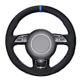 Miniatyrbild 3 av 7: (stil 4) Cover Handsydd Mjukt Svart Äkta läder Mocka Bilrattkåpor För Audi A1 A3 A5 style 4