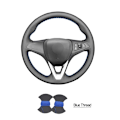 Miniatyrbild 1 av 7: (Blå tråd)Handsydd svart PU- cover i konstläder för Opel Astra (K) Corsa (E) Crossland X Grandland X Insignia Blue thread