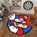 Miniatyrbild 4 av 6: Tecknad Marioes-formad sängmatta i sovrummet Studerande Snurrstol Rund mattram Trumma Halkfri golvkudde i kristall sammet -7 80 x 80 cm