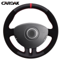 Miniatyrbild 2 av 6: (röd markörtråd)Svart Läder Mocka Röd Marker Cover till Renault Clio 3 2005-2013 Clio dynamics 2008 mk 3 2010 red marker  thread