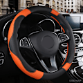 Miniatyrbild 1 av 7: (Orange)1 PC PU Läder Cover Mjukt Anti-halk Bil-styling Sport Auto Rattskydd Tillbehör som andas bra Orange
