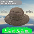 Miniatyrbild 4 av 4: Solhatt i bomull UV-skydd Sommarhattar Strandhatt Safari Boonie Hatt Hopfällbar Fiskehatt med Andningsbart Mesh och Justerbar Hakrem Brown