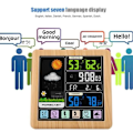 Miniatyrbilde 2 av 4: Profesjonell trådløs innendørs og utendørs værstasjon, fargerikt termometer hygrometer med LCD digitalt barometer