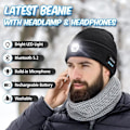 Miniatyrbilde 2 av 4: Bluetooth Lue med LED - Herregave - Original - Vinter - Svart - 3-i-1